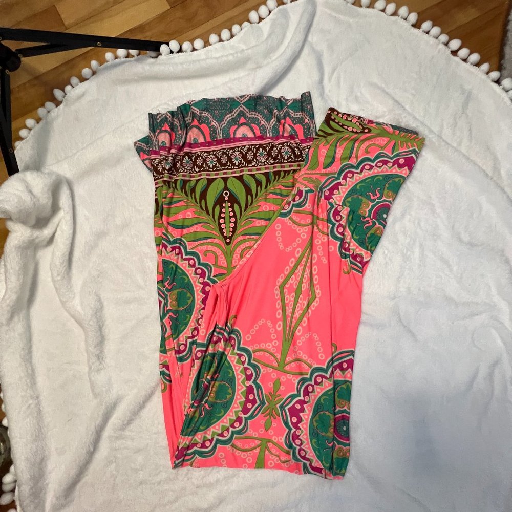 Unlabeled Pink Bohemian Flare Yoga Pants